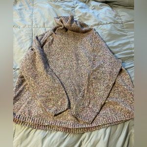 Size 3X hip length, brown marked turtleneck sweater
